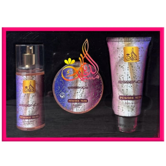 Misk Addiar Essence Powder Musk Set For Women Body Mist 88ml + Body Lotion 88ml + Bath Soap 100ml