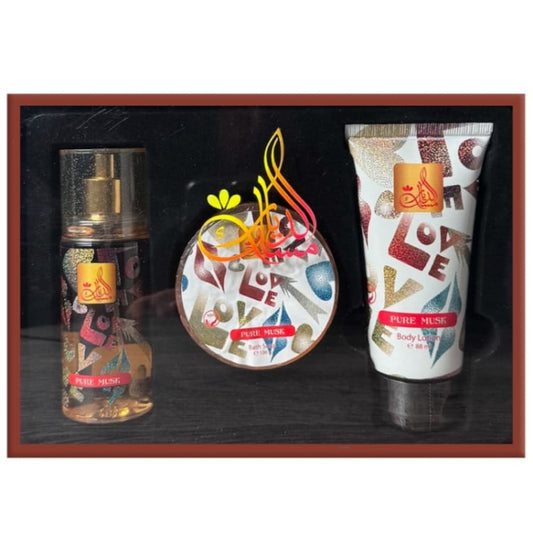 Misk Addiar Love Pure Musk Set For Women Body Mist 88ml + Body Lotion 88ml + Bath Soap 100ml